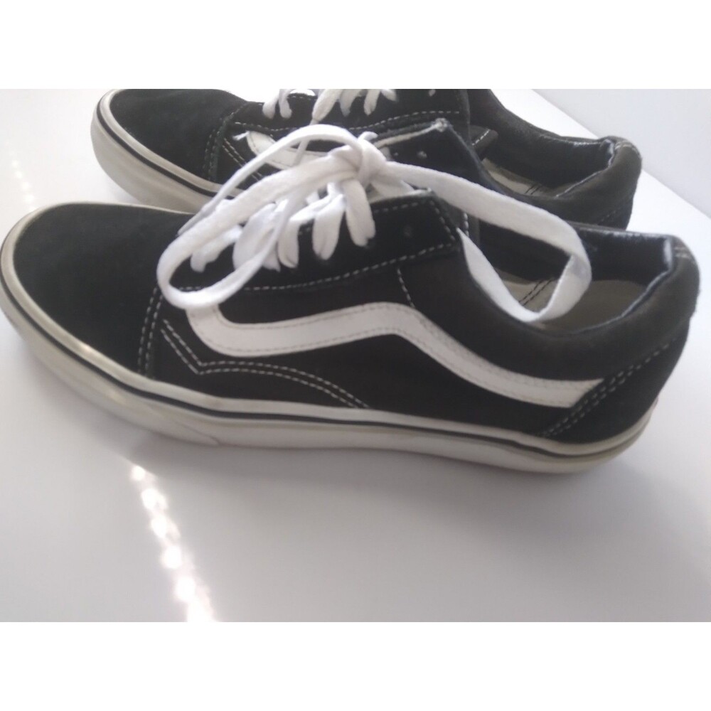 Vans Off The Wall Black Slip on Shoes Men's Size 6 Women's 7.5 Lace Up Sneakers - Picture 8 of 10